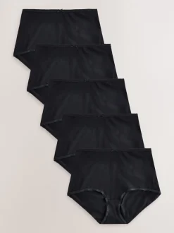 Zwart - Set van 5 slips met hoog katoengehalte