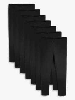 Zwart - Set van 7schoolleggings (3-16jaar)