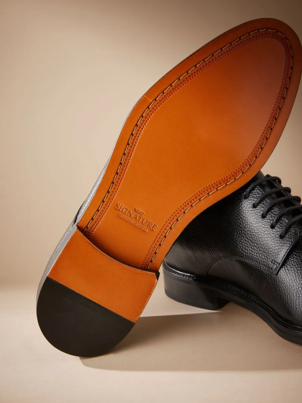 Zwart - Signature - Derby-schoenen met leren zool