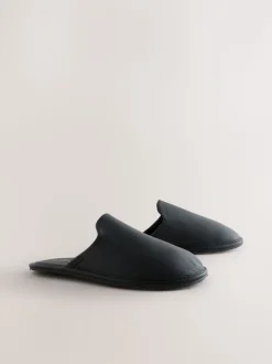 Zwart - Signature Leather Mule Slippers