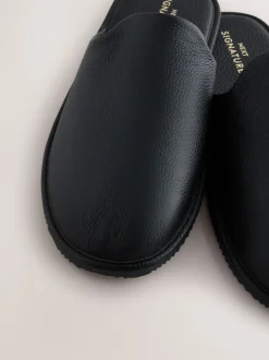 Zwart - Signature Leather Mule Slippers