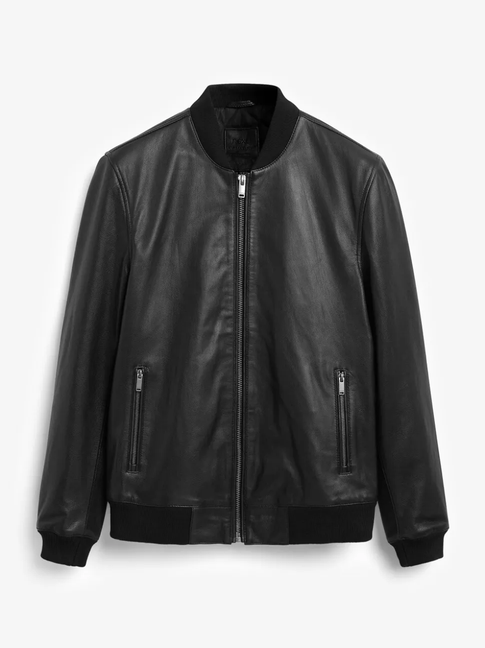 Zwart - Signature leren bomberjack