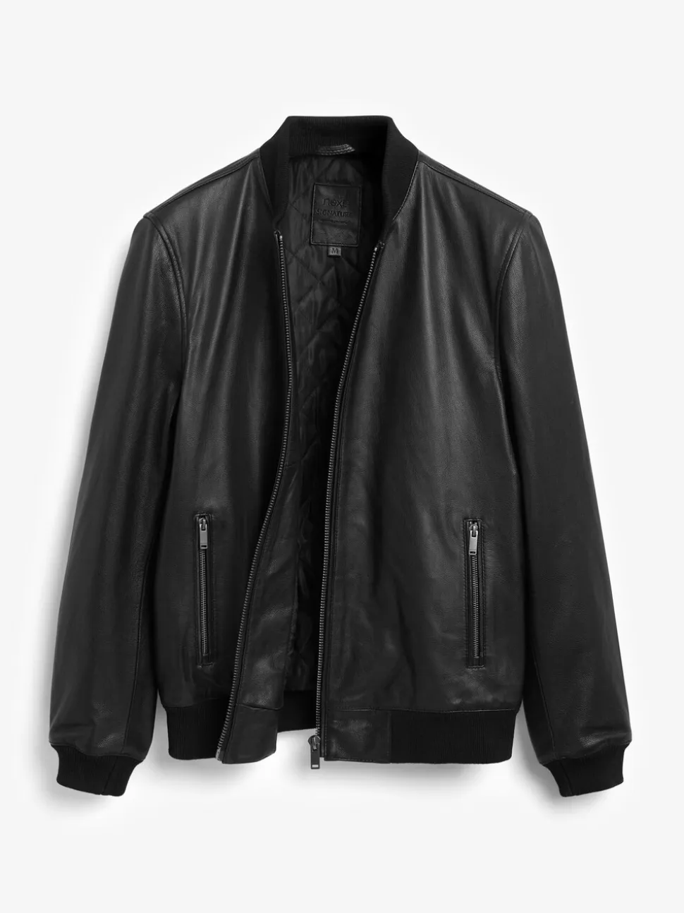 Zwart - Signature leren bomberjack