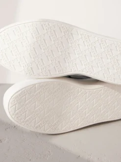 Zwart - Signature leren instapsneakers met dikke zool en plateauzool