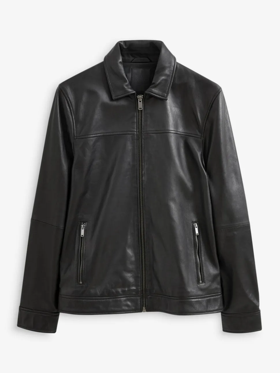 Zwart - Signature leren jack met kraag