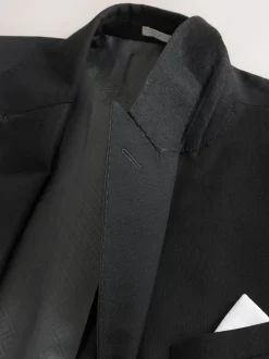 Zwart - Signature Nova Fides 100% Italian Wool Double Breasted Tuxedo Suit Jacket