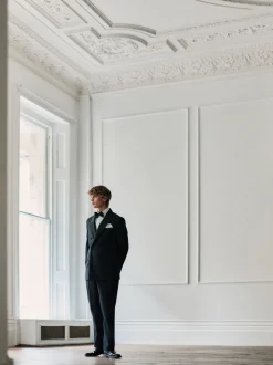 Zwart - Signature Nova Fides 100% Italian Wool Double Breasted Tuxedo Suit Jacket