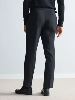 Zwart - Signature Smart Textured Italiaanse wollen broek met zijverstellers