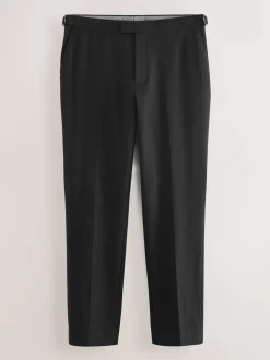 Zwart - Signature Smart Textured Italiaanse wollen broek met zijverstellers