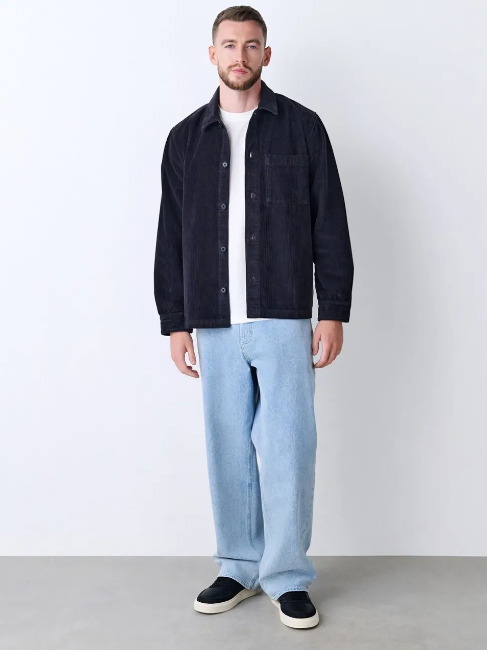 Zwart - Single pocket Corduroy Shacket Overshirt