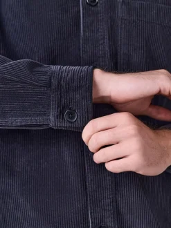 Zwart - Single pocket Corduroy Shacket Overshirt