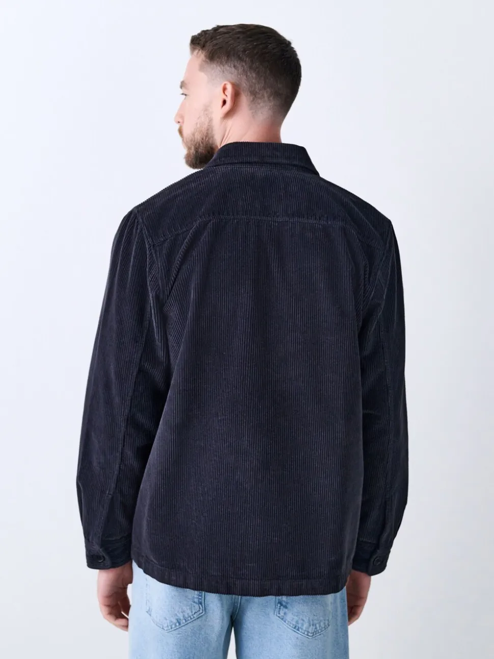 Zwart - Single pocket Corduroy Shacket Overshirt