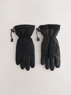 Zwart - Ski Gloves With Leather