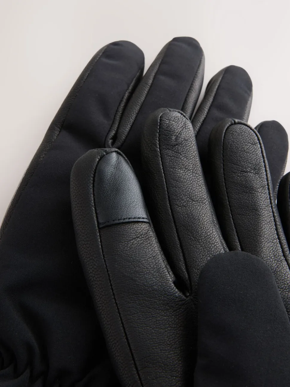 Zwart - Ski Gloves With Leather