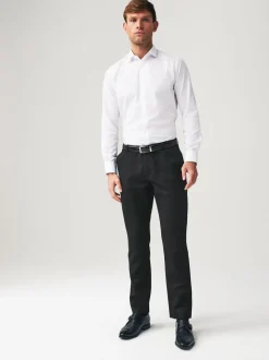 Zwart - Slim Fit - 2 Modieuze broeken zonder bandplooi