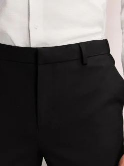 Zwart - Slim Fit - Elasticated Waist Motionflex Stretch Smart Trousers