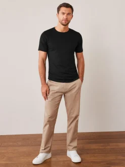 Zwart - Slim Fit - Essentieel katoenen T-shirt met ronde hals