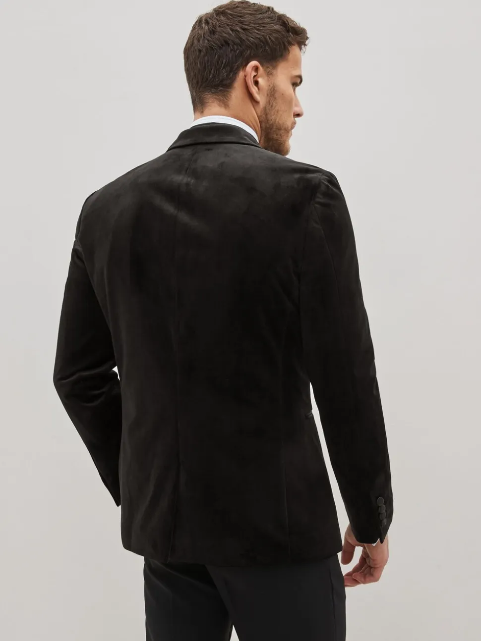 Zwart - Slim Fit - Fluwelen blazer