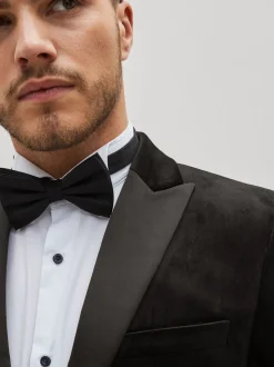 Zwart - Slim Fit - Fluwelen blazer