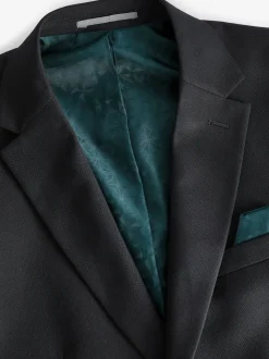 Zwart - Slim Fit - Kostuum met textuur: colbert
