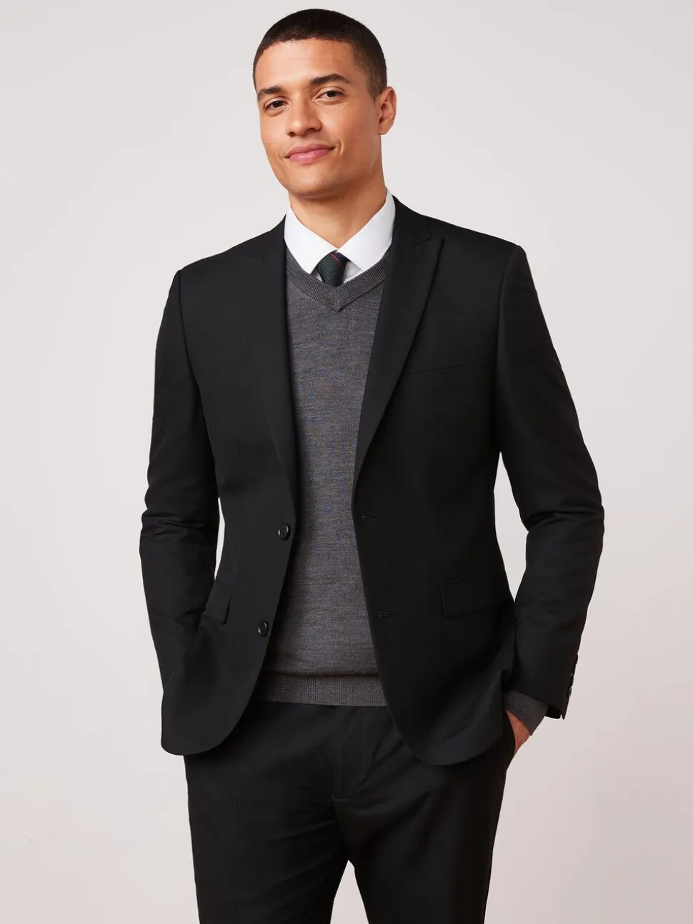 Zwart - Slim Fit - Kostuum met twee knopen: colbert