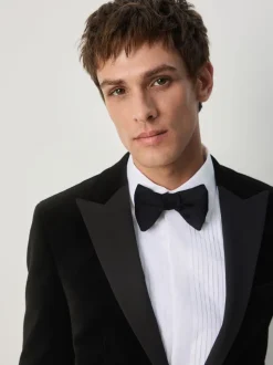 Zwart - Slim Fit - Motionflex stretchyfluwelen Blazer