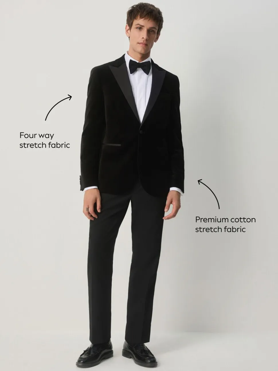 Zwart - Slim Fit - Motionflex stretchyfluwelen Blazer