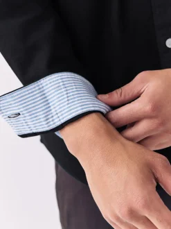 Zwart - Slim Fit - Oxford-hemd met lange mouwen