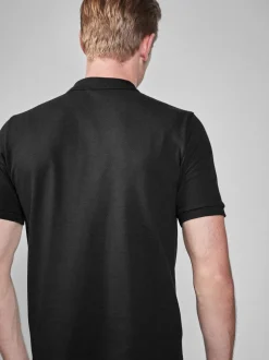 Zwart - Slim Fit - Piqué poloshirt met korte mouwen