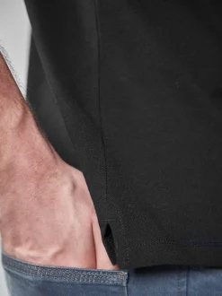 Zwart - Slim Fit - Piqué poloshirt met korte mouwen