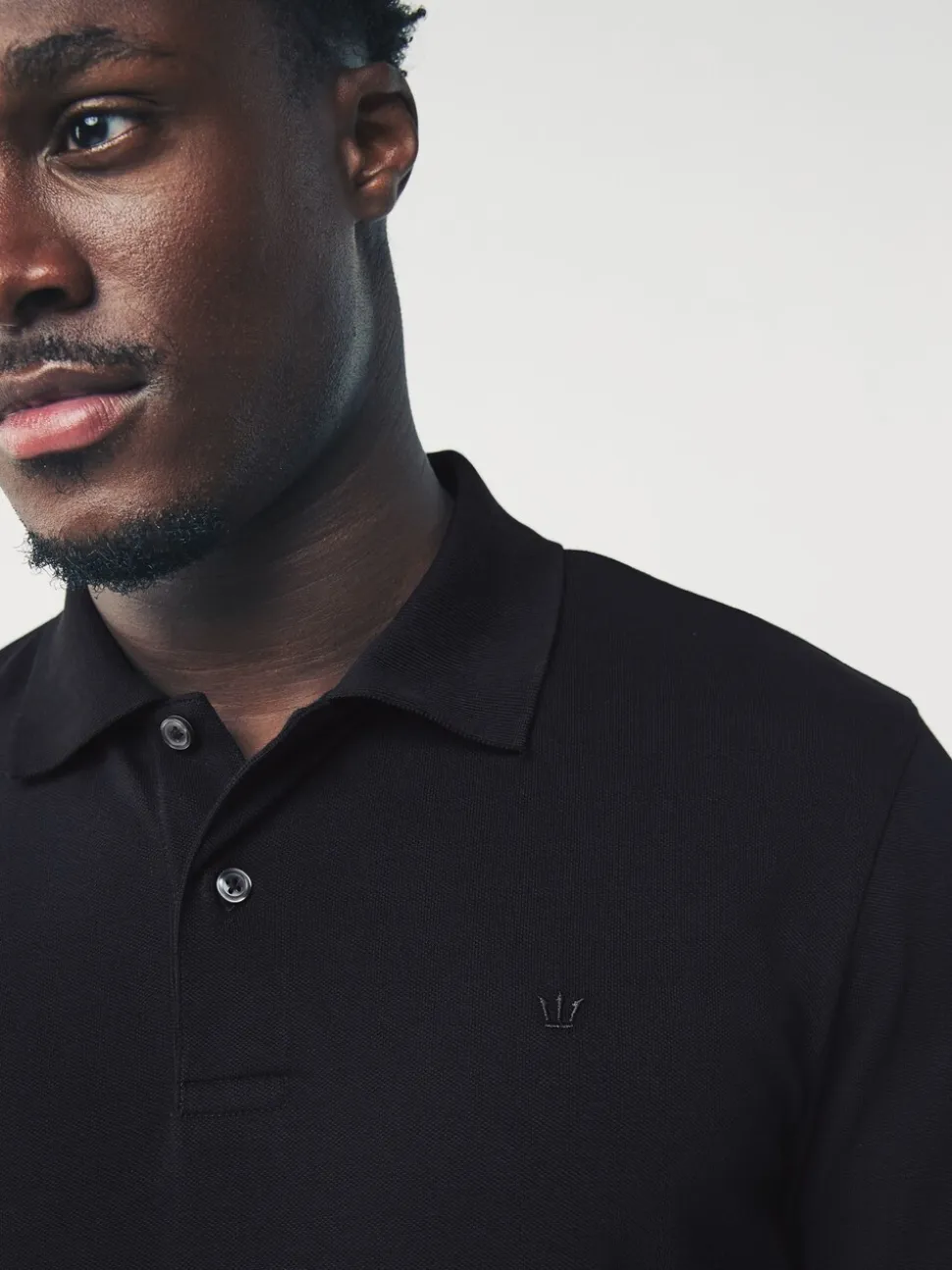 Zwart - Slim Fit - Piqué polo met lange mouwen