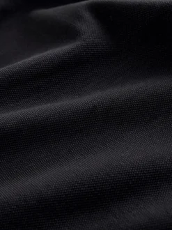 Zwart - Slim Fit - Piqué polo met lange mouwen