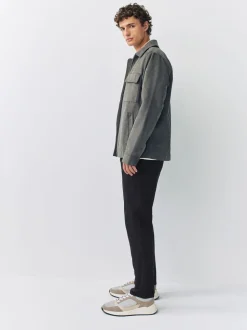 Zwart - Slim Fit - Pleated Stretch Chinos Trousers With Elasticated Waist