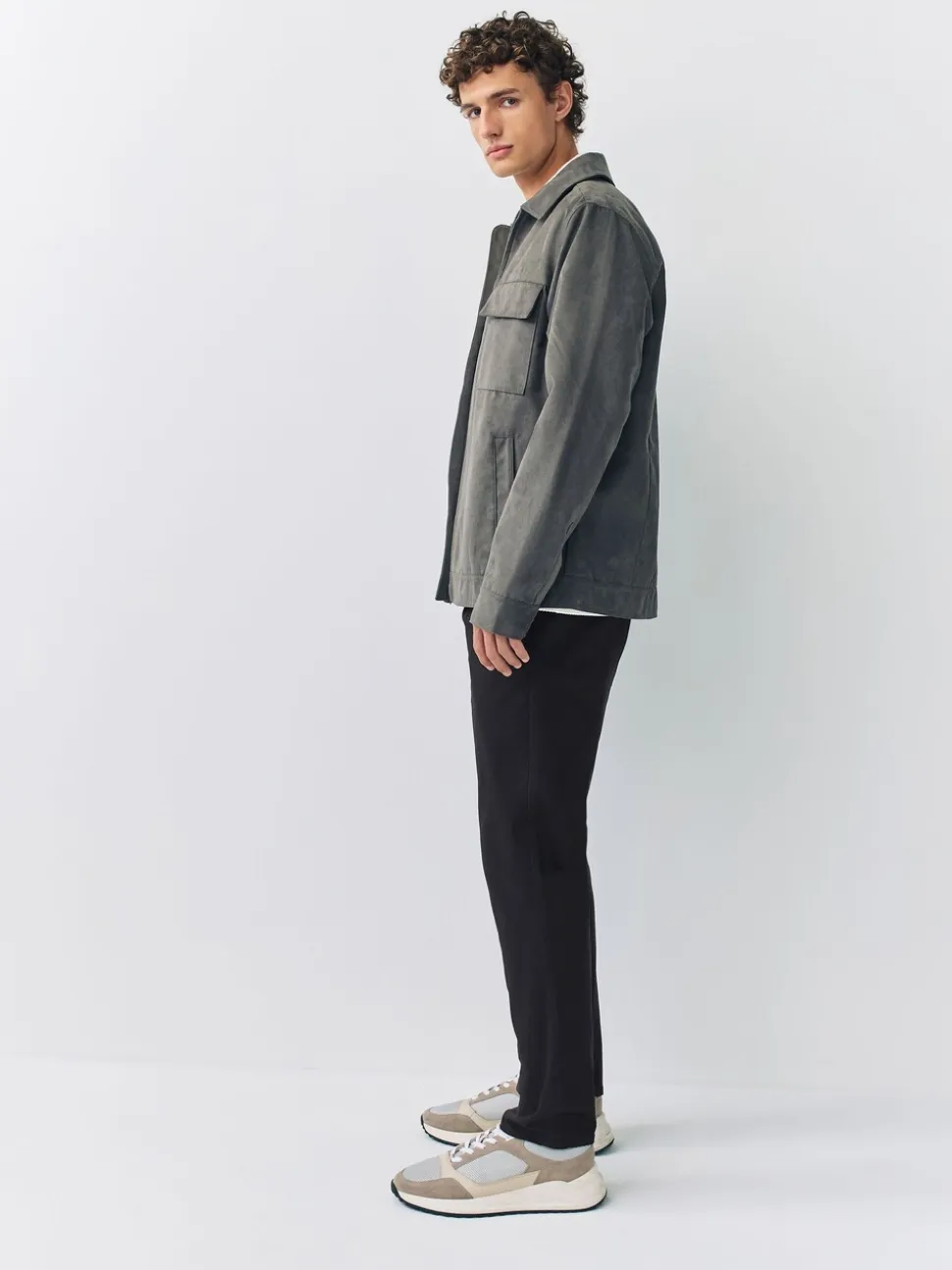Zwart - Slim Fit - Pleated Stretch Chinos Trousers With Elasticated Waist