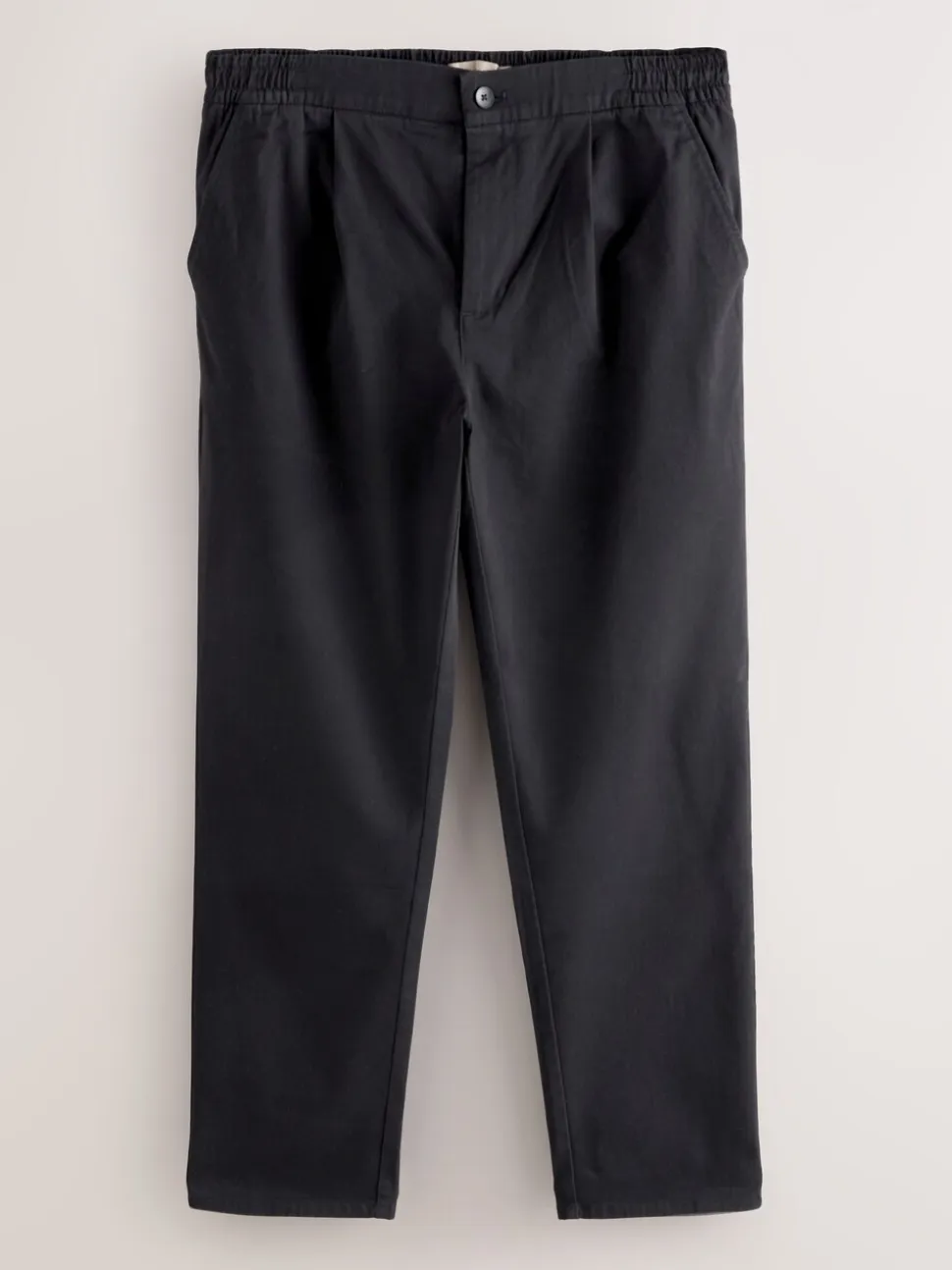 Zwart - Slim Fit - Pleated Stretch Chinos Trousers With Elasticated Waist
