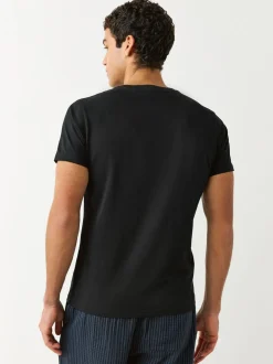 Zwart - Slim Fit - Set van 5 100% katoenen T-shirts met laagjes