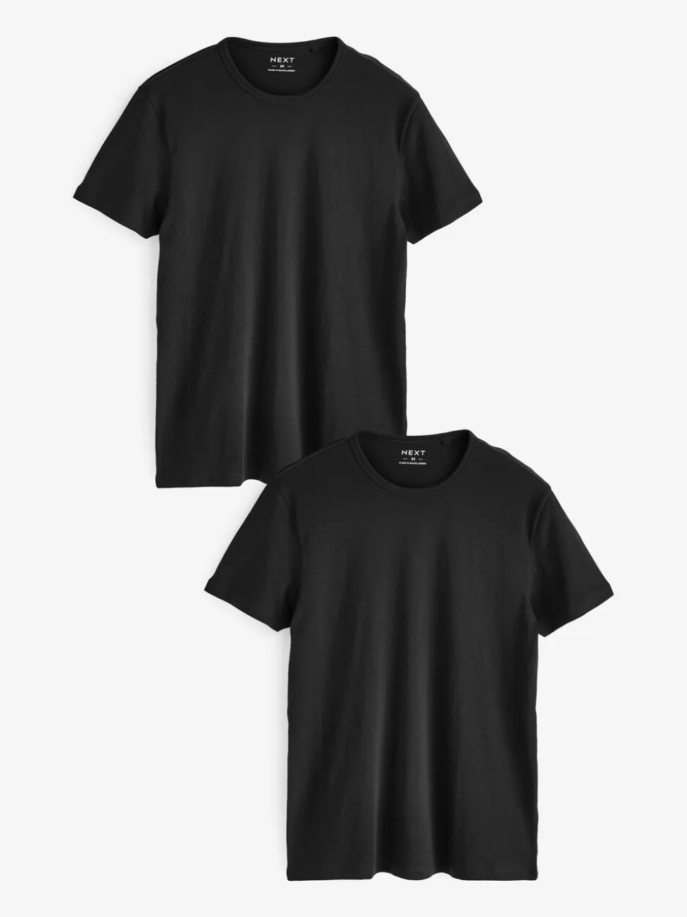 Zwart - Slim Fit - Set van 2 100% katoenen T-shirts met laagjes
