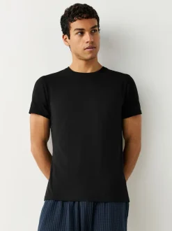 Zwart - Slim Fit - Set van 2 100% katoenen T-shirts met laagjes