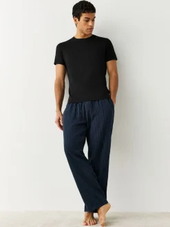 Zwart - Slim Fit - Set van 2 100% katoenen T-shirts met laagjes