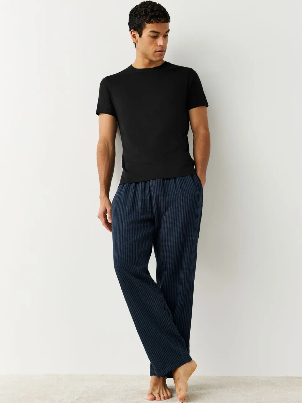 Zwart - Slim Fit - Set van 2 100% katoenen T-shirts met laagjes