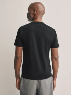 Zwart - Slim Fit - Signature SUPIMA® katoenen T-shirt met ronde hals