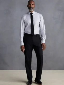 Zwart - Slim Fit - Signature - 100% Wollen broek met Motion Flex-tailleband