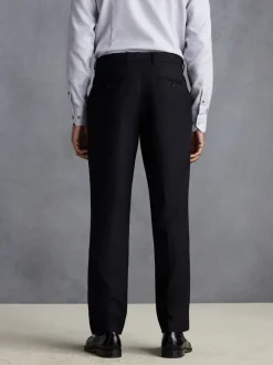 Zwart - Slim Fit - Signature - 100% Wollen broek met Motion Flex-tailleband