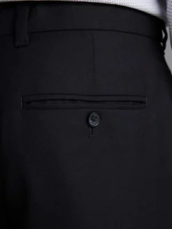 Zwart - Slim Fit - Signature - 100% Wollen broek met Motion Flex-tailleband