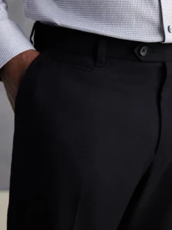 Zwart - Slim Fit - Signature - 100% Wollen broek met Motion Flex-tailleband