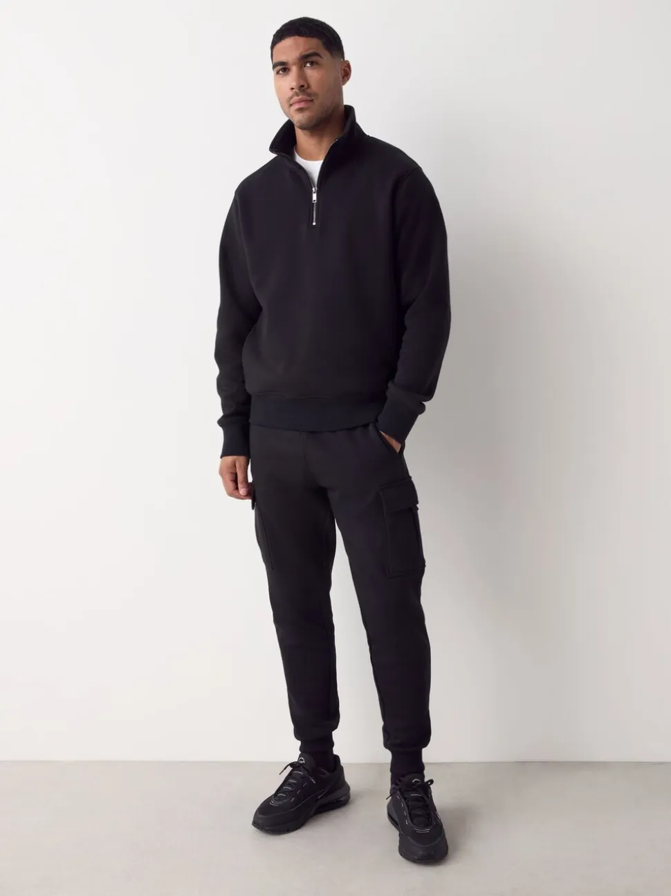 Zwart - Slim Fit - Slim Fit Brushback Heavyweight Cargo Joggers