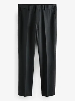 Zwart - Slim Fit - Smokingpantalon met biesdetail en textuur