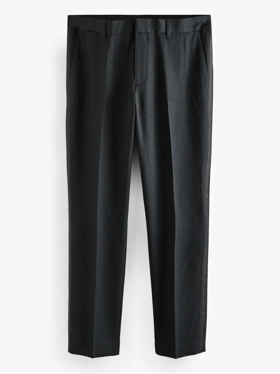 Zwart - Slim Fit - Smokingpantalon met biesdetail en textuur