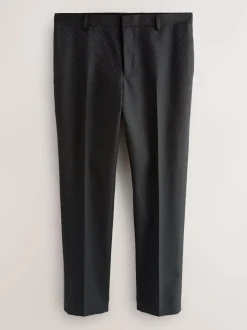 Zwart - Slim Fit Jacquard Suit Trousers
