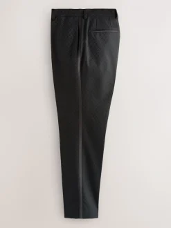 Zwart - Slim Fit Jacquard Suit Trousers